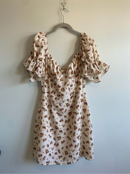 Sabo Skirt Dresses & Skirts - Sabo Skirt Cream Mini Dress with Brown Floral Print